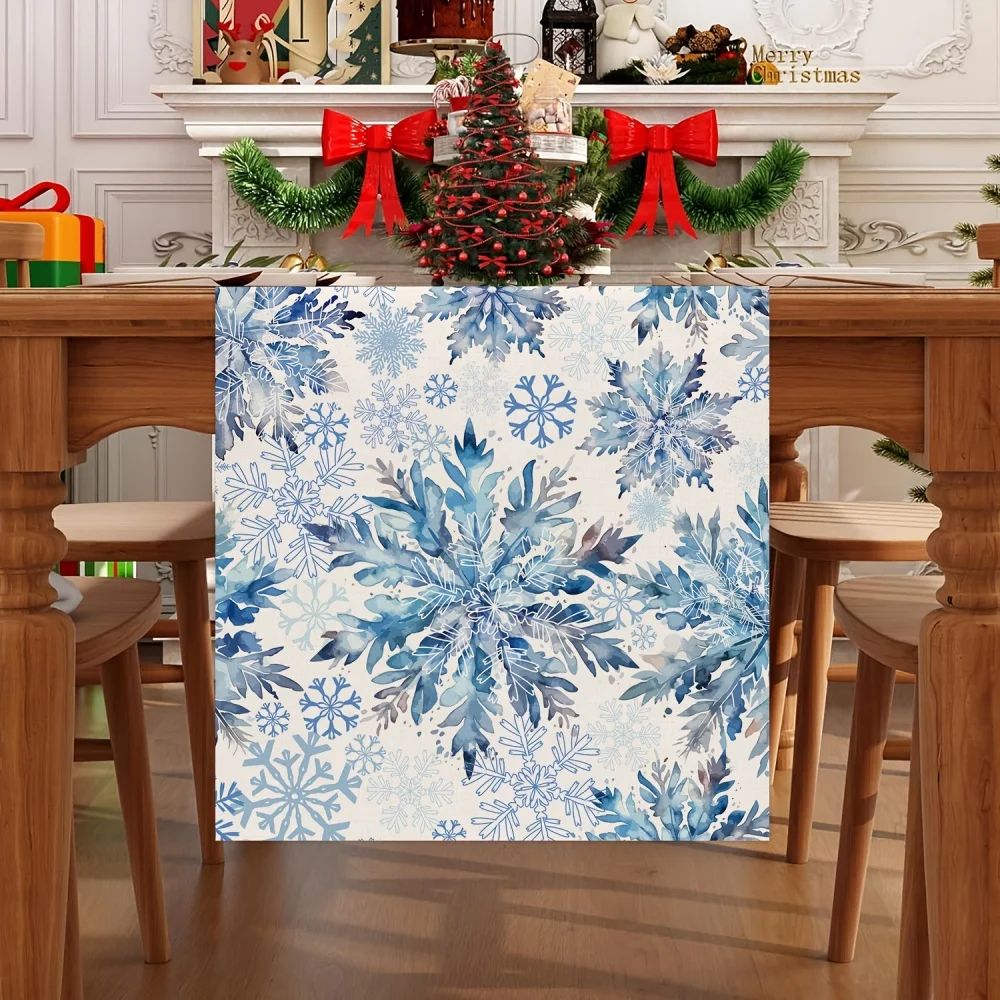 Blue Snowflake Christmas Table Runner 3