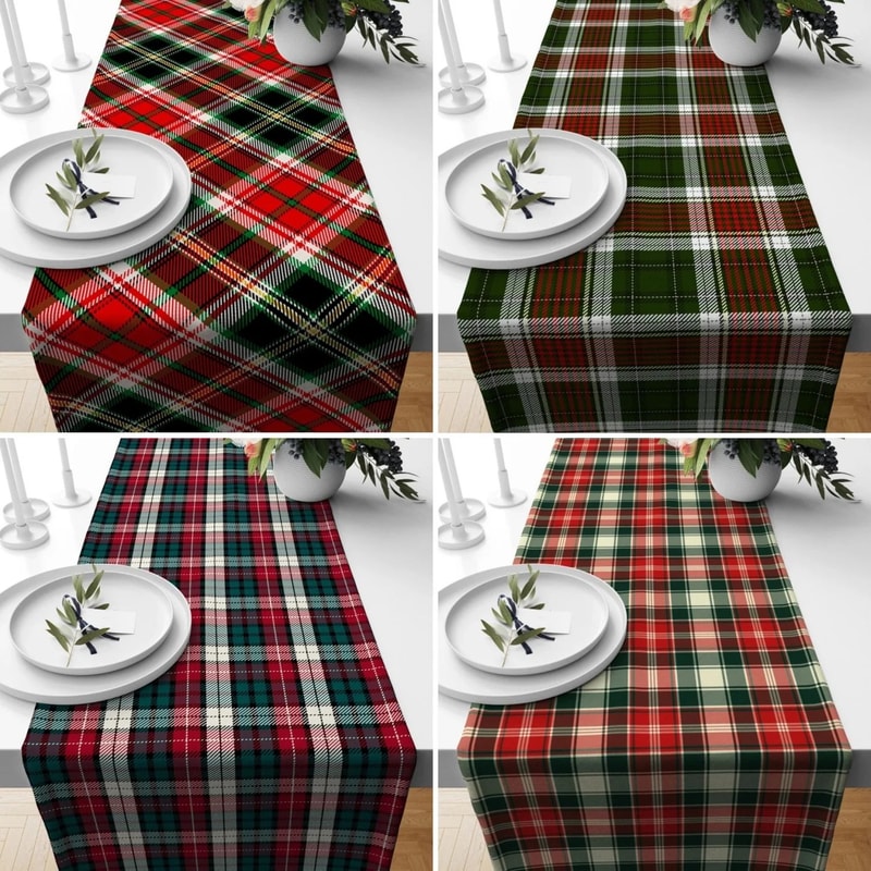 Red Green Plaid Christmas Table Runner 0