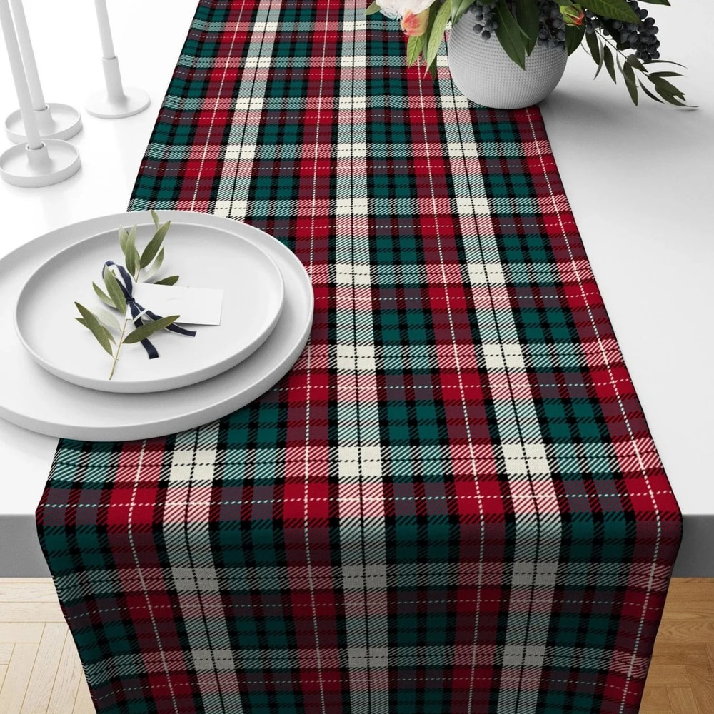 Red Green Plaid Christmas Table Runner 3