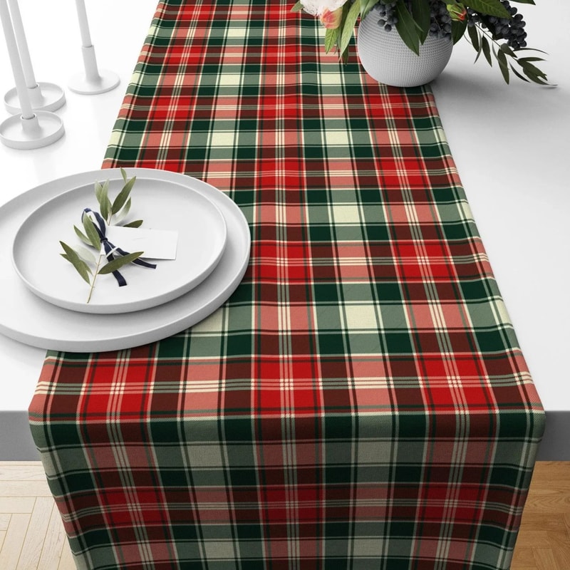 Red Green Plaid Christmas Table Runner 4