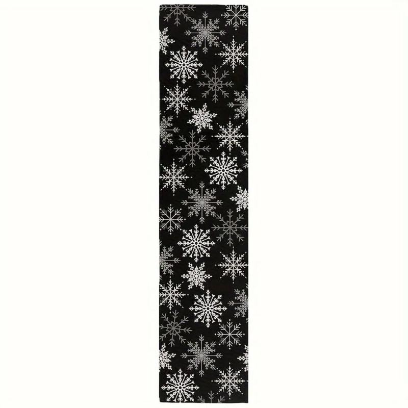 Black White Snowflake Christmas Table Runner 1