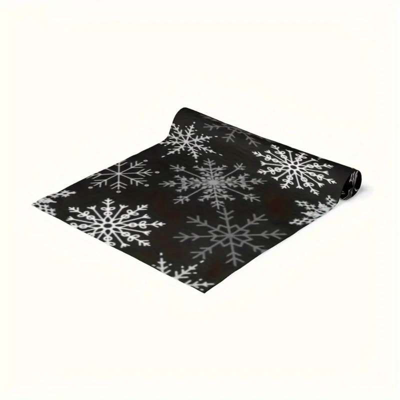 Black White Snowflake Christmas Table Runner 2