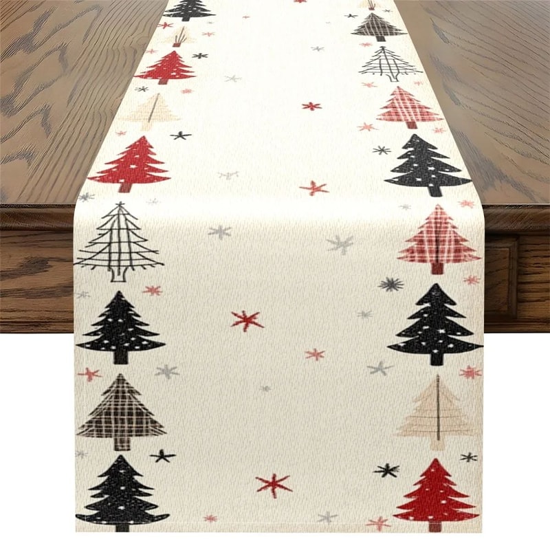 Red Black Beige Christmas Table Runner 4
