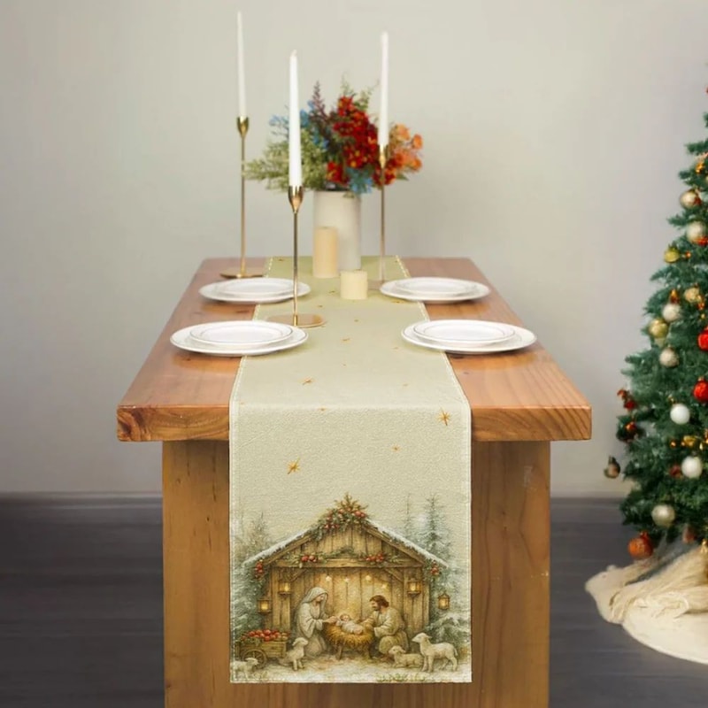 Nativity Christmas Table Runner Decor 3