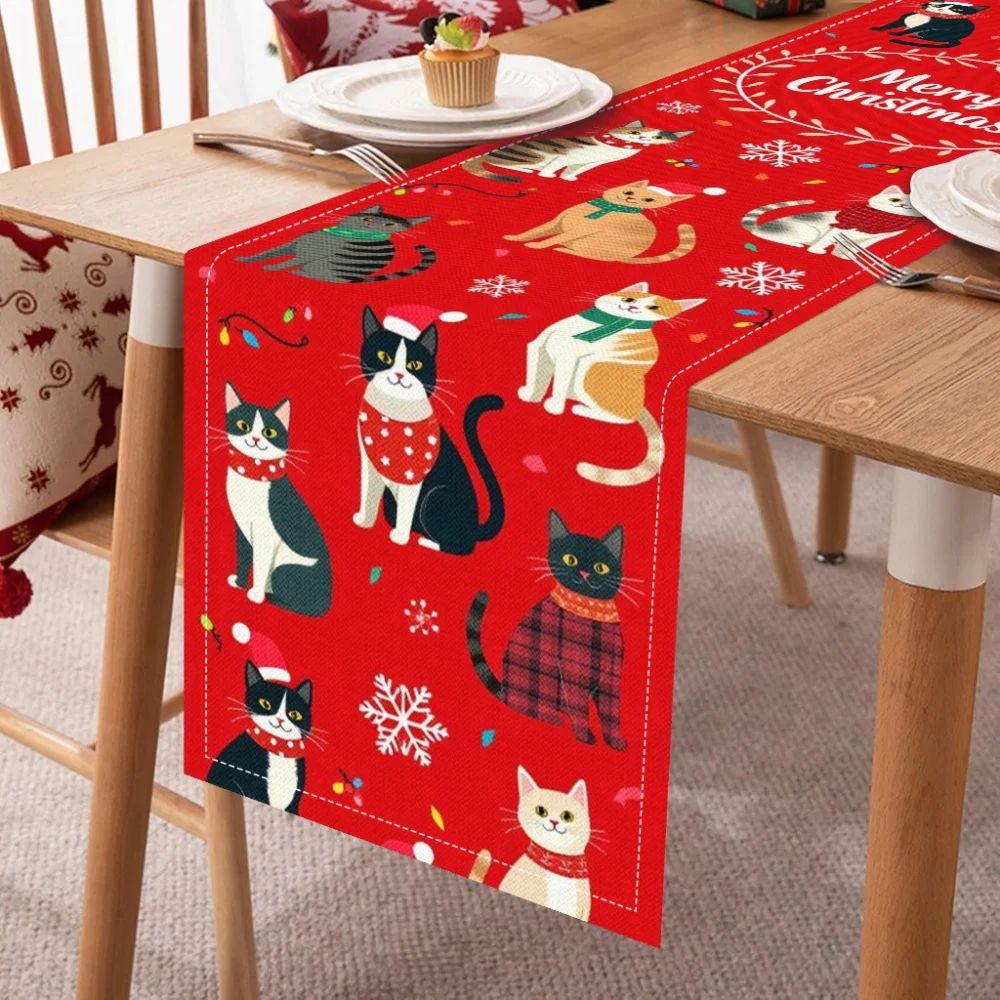 Christmas Cat Wreath Table Runner 2