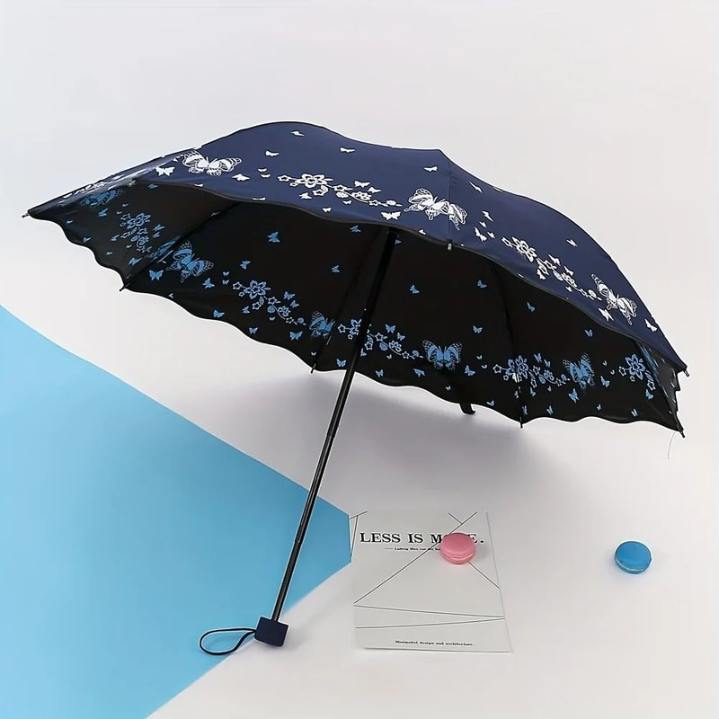 Butterfly Print Windproof UV Umbrella 0