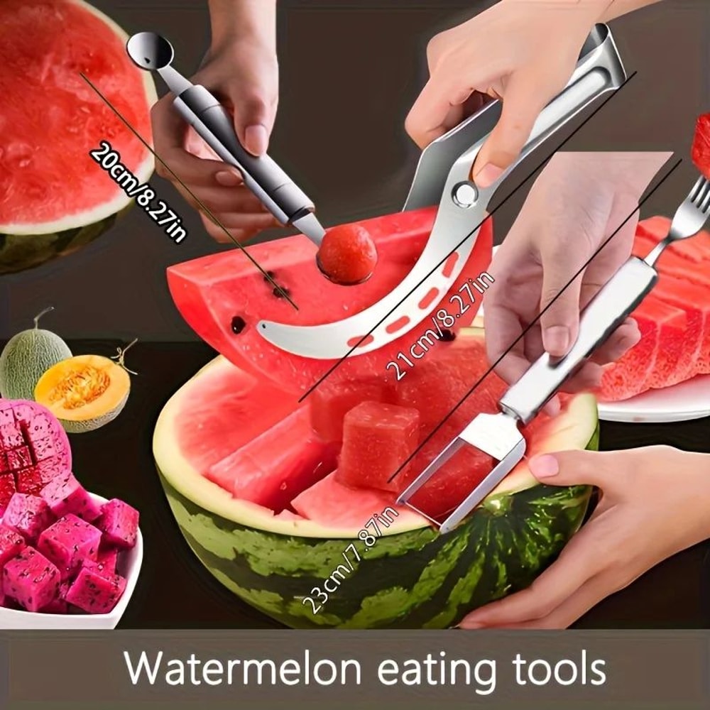 3 Pcs Stainless Steel Watermelon Slicer And Baller 0