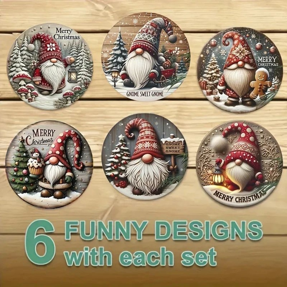 Christmas Gnome Wooden Coaster Set 4
