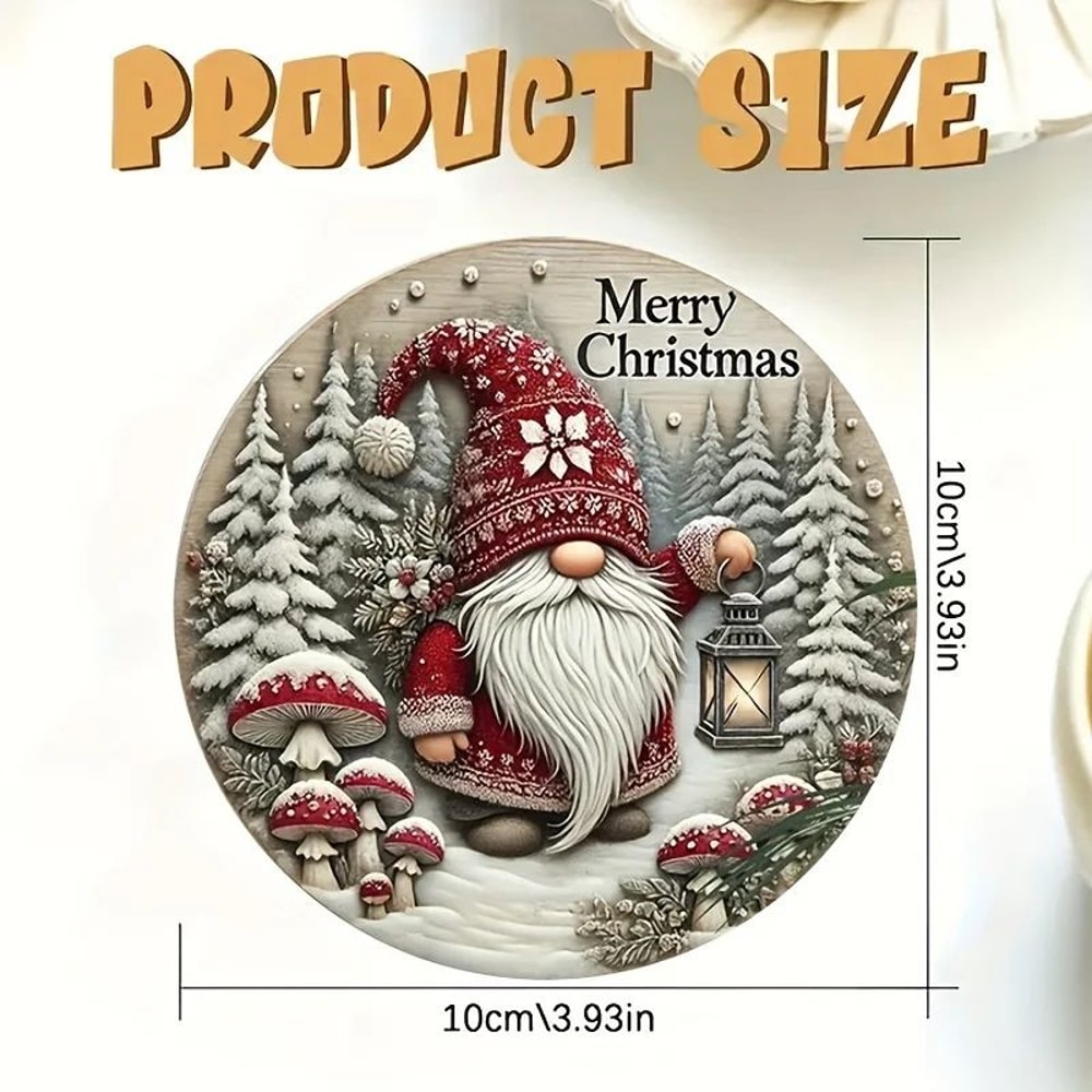 Christmas Gnome Wooden Coaster Set 5