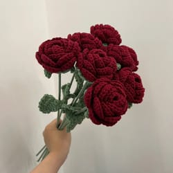 handmade crochet red rose flowers