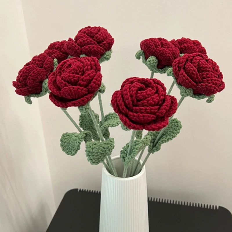 Handmade Crochet Red Rose Flowers 2