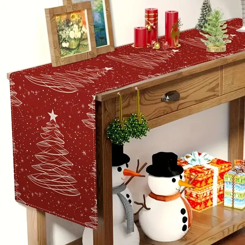 Christmas Tree Red Table Runner 0