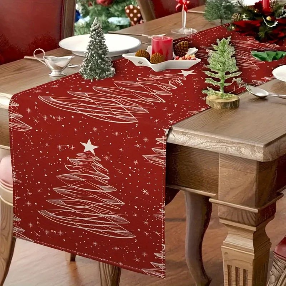 Christmas Tree Red Table Runner 2