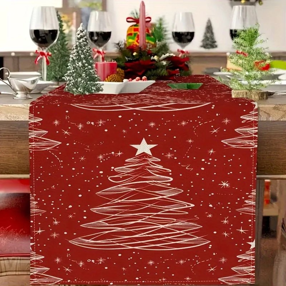 Christmas Tree Red Table Runner 3