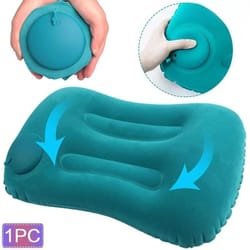inflatable travel pillow with flocked surface