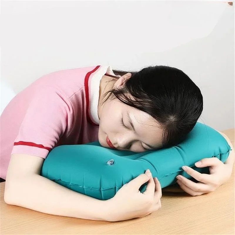 Inflatable Travel Pillow With Flocked Surface 1