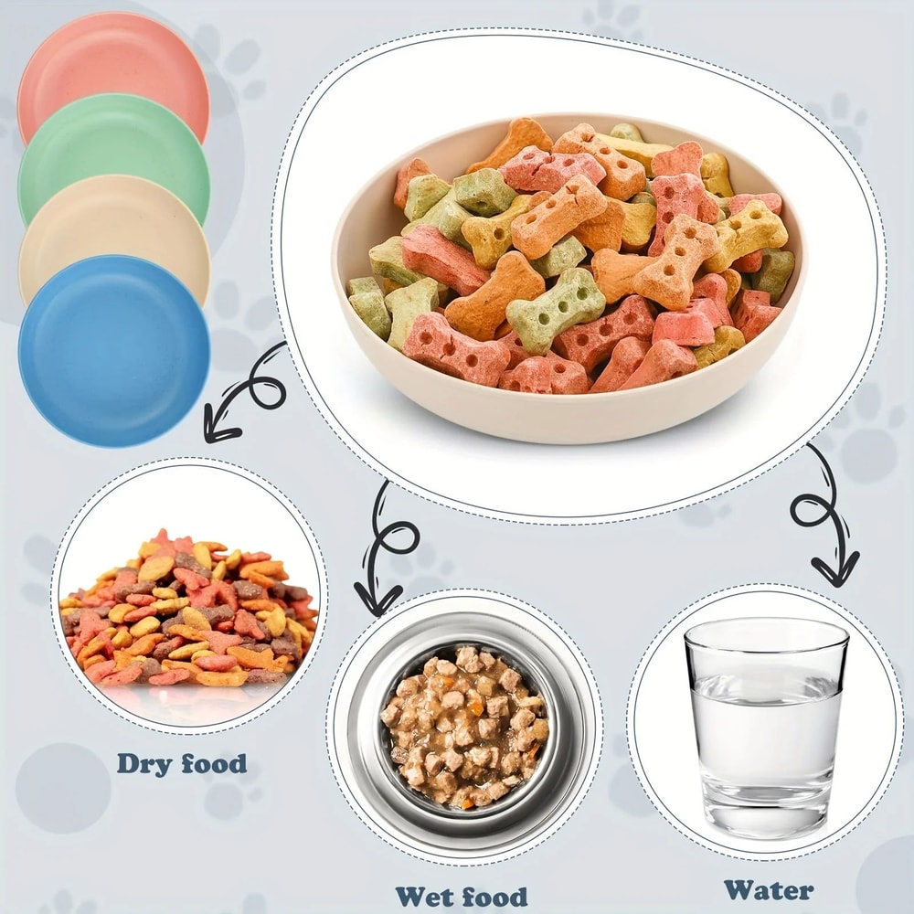 Shallow Non Slip Cat Feeding Bowls Set 4