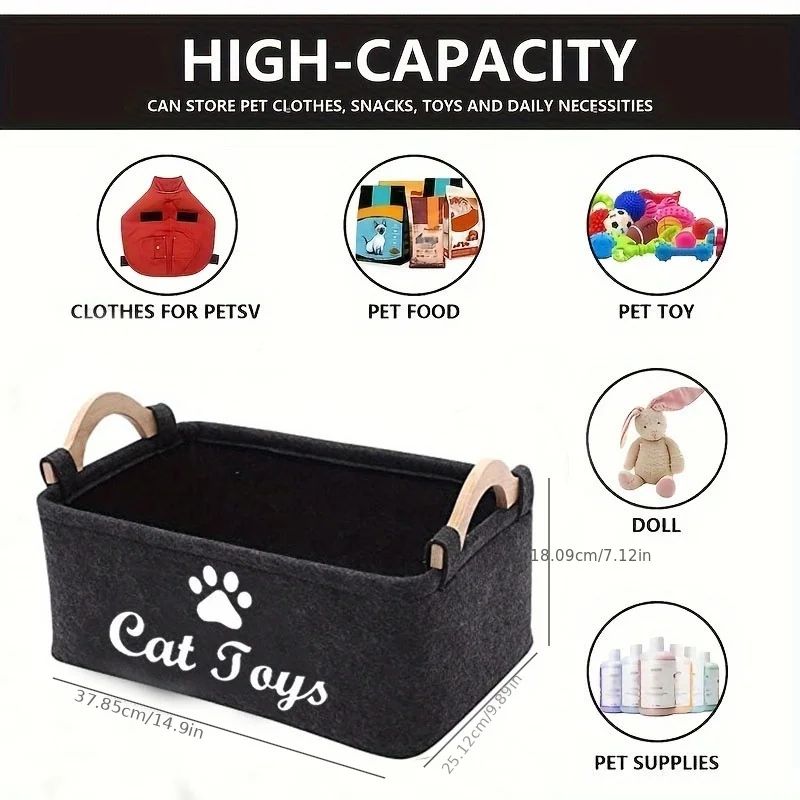 Stylish Felt Pet Toy Storage Basket 1