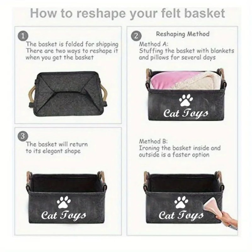Stylish Felt Pet Toy Storage Basket 3