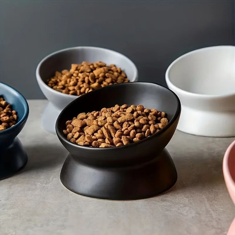 Ceramic Raised Cat Bowl Feeding Set 0
