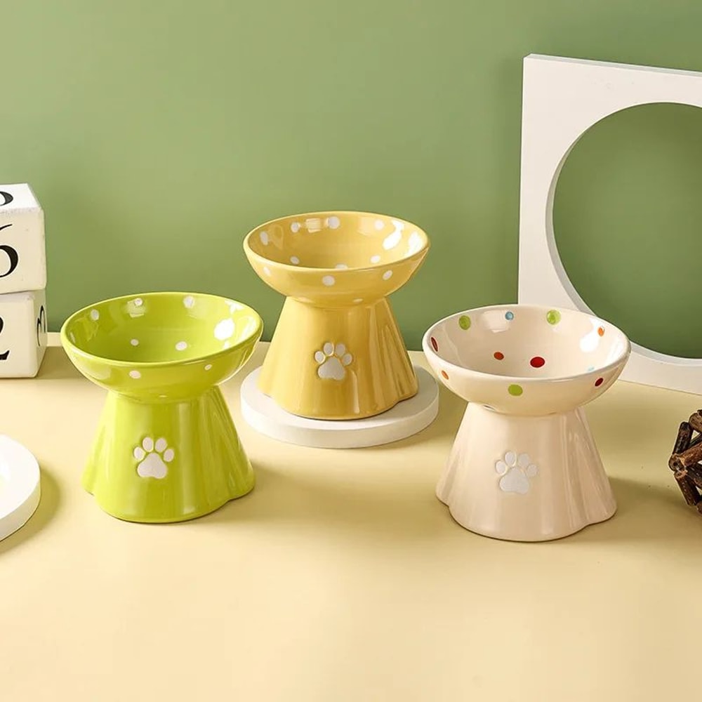 Elevated Ceramic Cat Bowl Stand 2