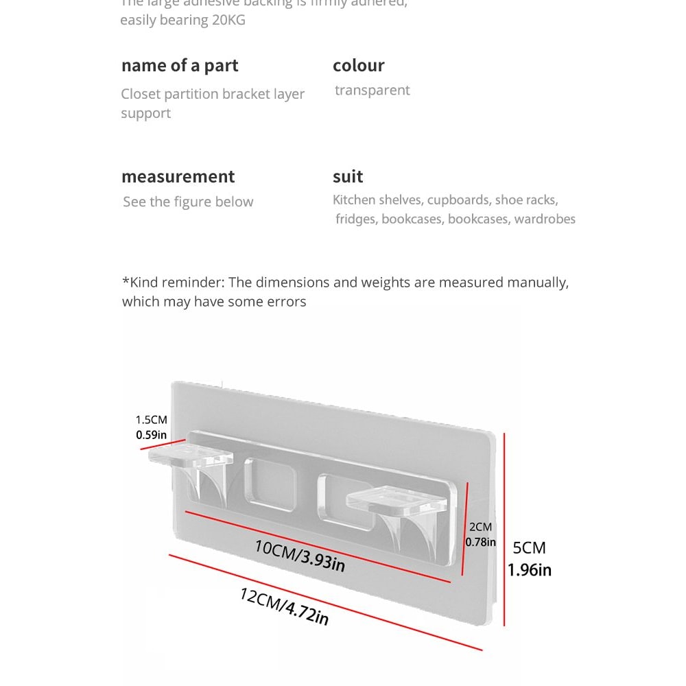 Non Marking Wardrobe Divider Support Brackets 5