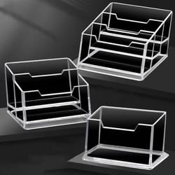 clear acrylic desk storage and business card holder