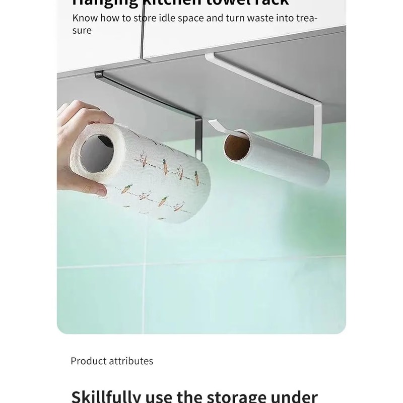 NoPunch Paper Roll And Cling Film Storage Rack 7