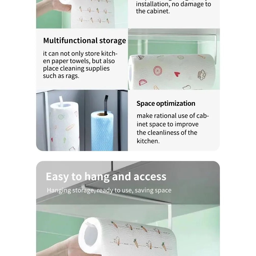 NoPunch Paper Roll And Cling Film Storage Rack 10