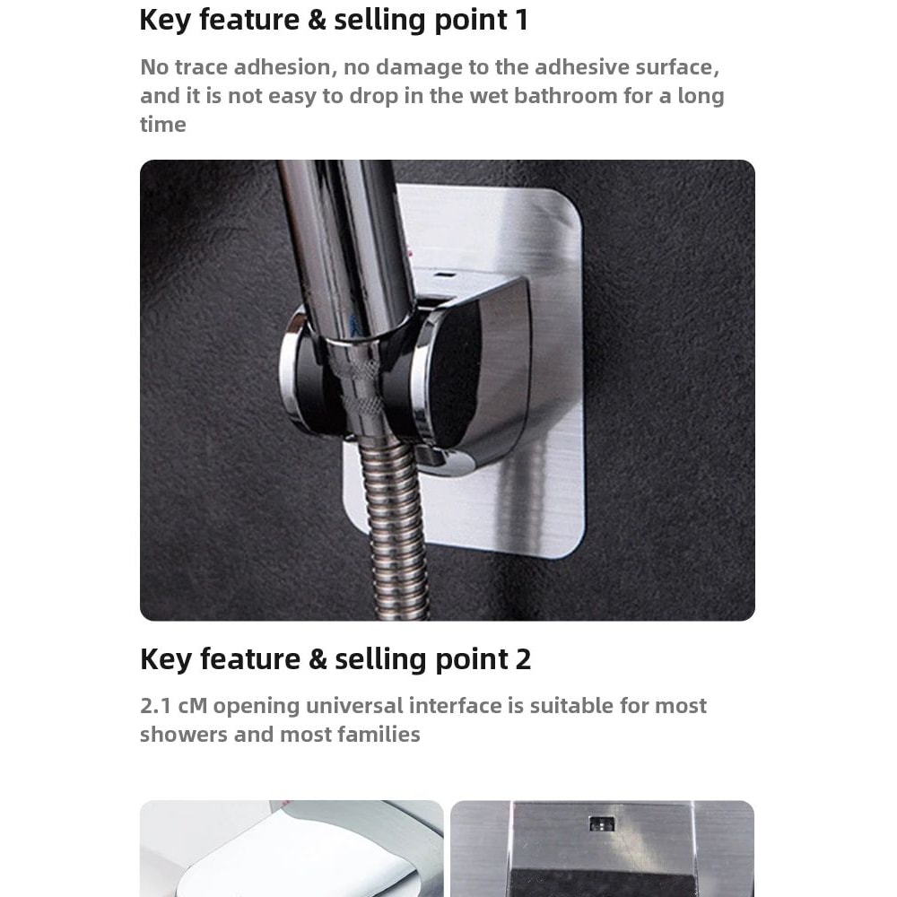 PunchFree Adjustable Universal Showerhead Holder 7