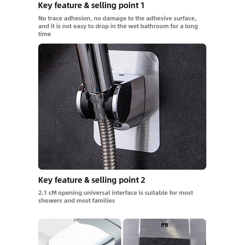 PunchFree Adjustable Universal Showerhead Holder 7