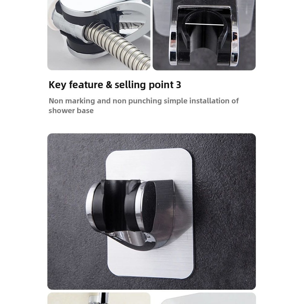 PunchFree Adjustable Universal Showerhead Holder 8