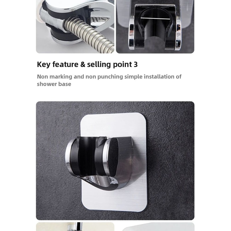 PunchFree Adjustable Universal Showerhead Holder 8