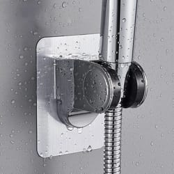 punch free adjustable universal showerhead holder (silver black)