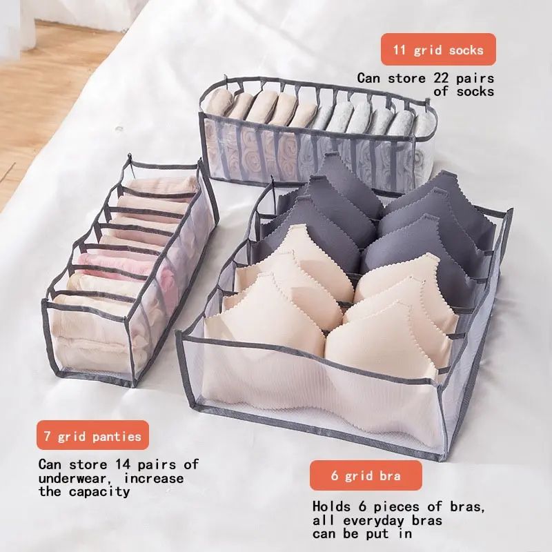 3Piece Foldable Underwear Storage Box Set For Wardrobe 1