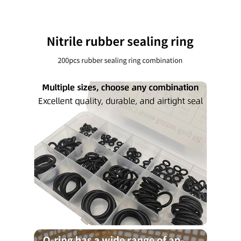 200 Pcs Rubber O Ring Seal Assortment Kit 6