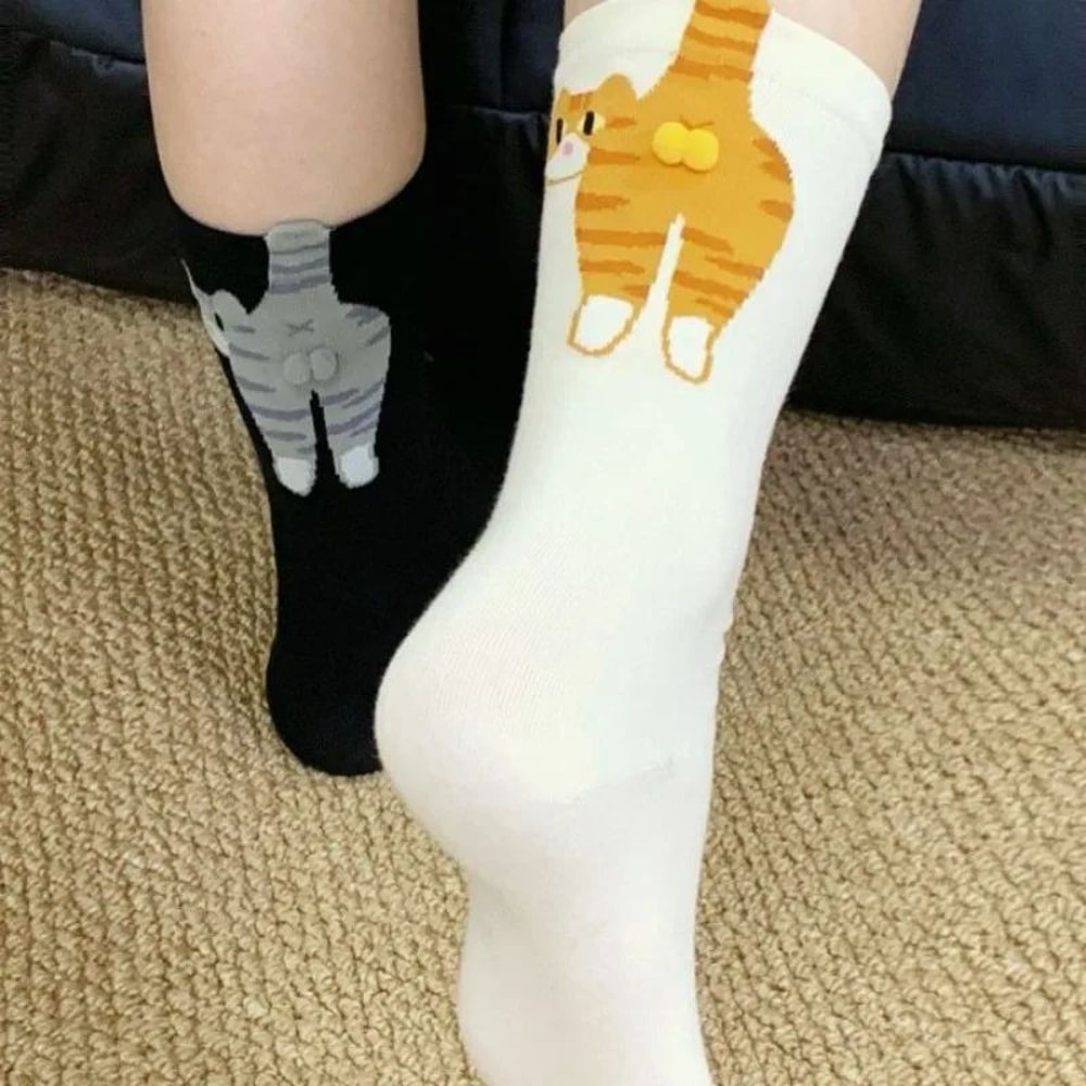 Cartoon Cat Egg Couple Cotton Socks 3