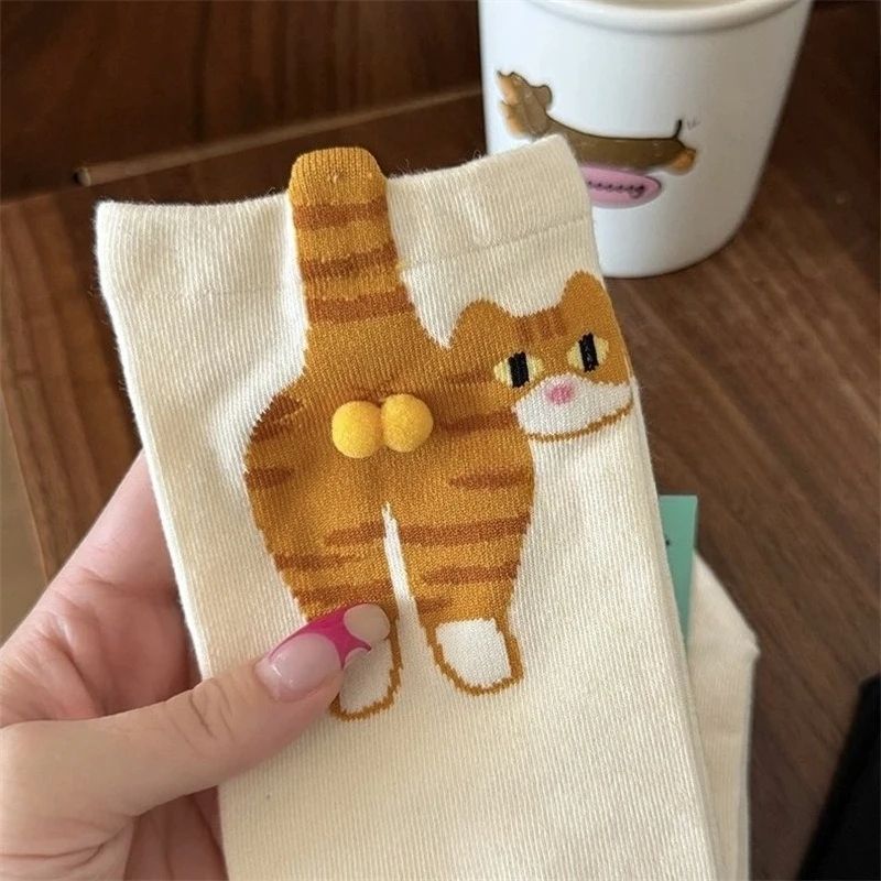 Cartoon Cat Egg Couple Cotton Socks 5