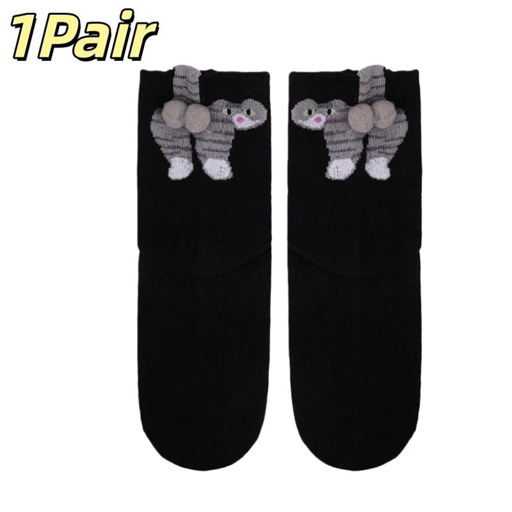 Cartoon Cat Egg Couple Cotton Socks 6