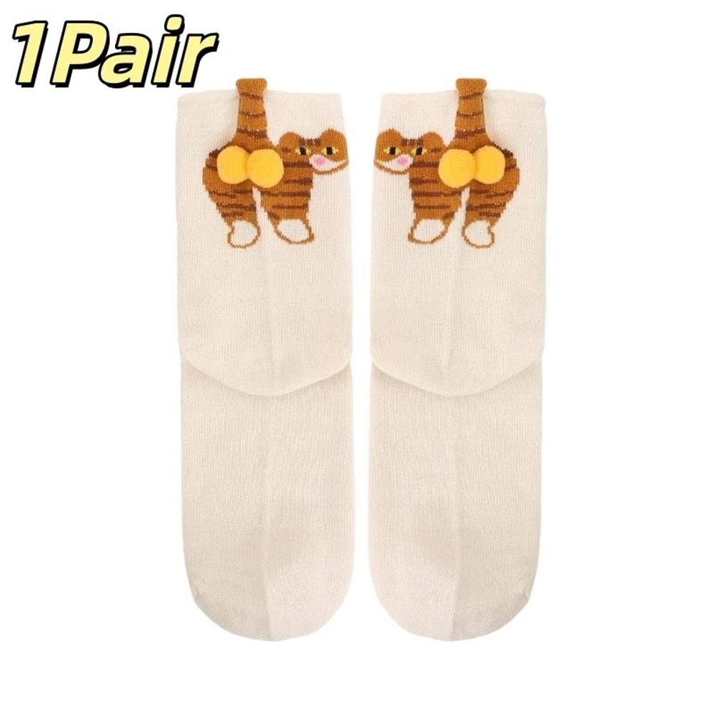 Cartoon Cat Egg Couple Cotton Socks 8