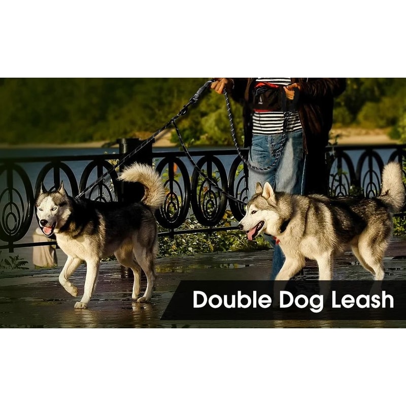 Reflective Dual Dog Collar Leash Set 6