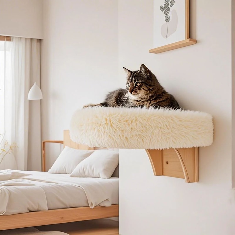 Wall Mounted Wooden Cat Perch Bed 7