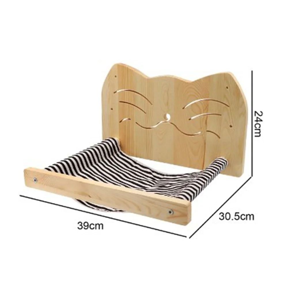 Wall Mounted Wooden Cat Climbing Hammock Set 8