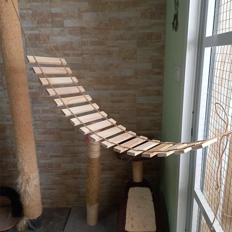 Wooden Sisal Rope Cat Drawbridge Ladder 3