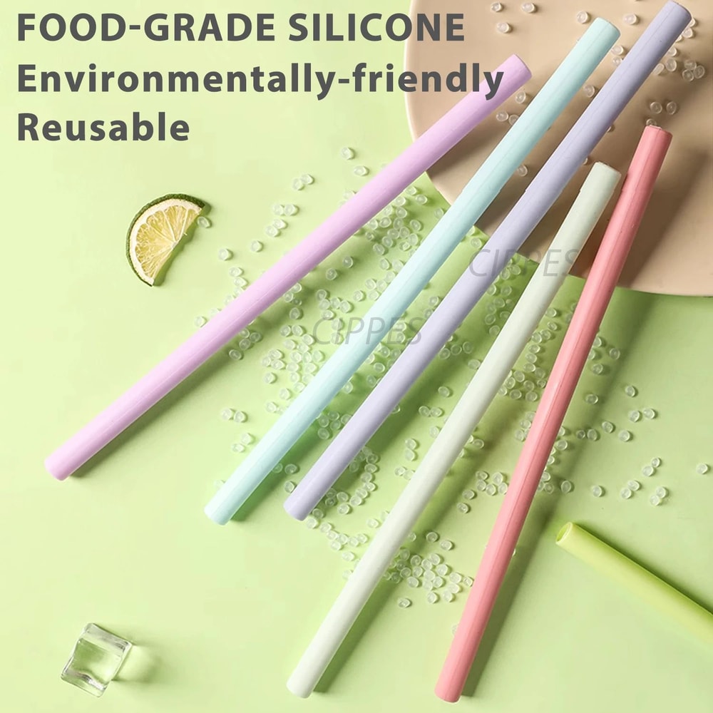Reusable Silicone Drinking Straws Set 2