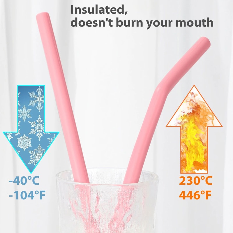 Reusable Silicone Drinking Straws Set 3