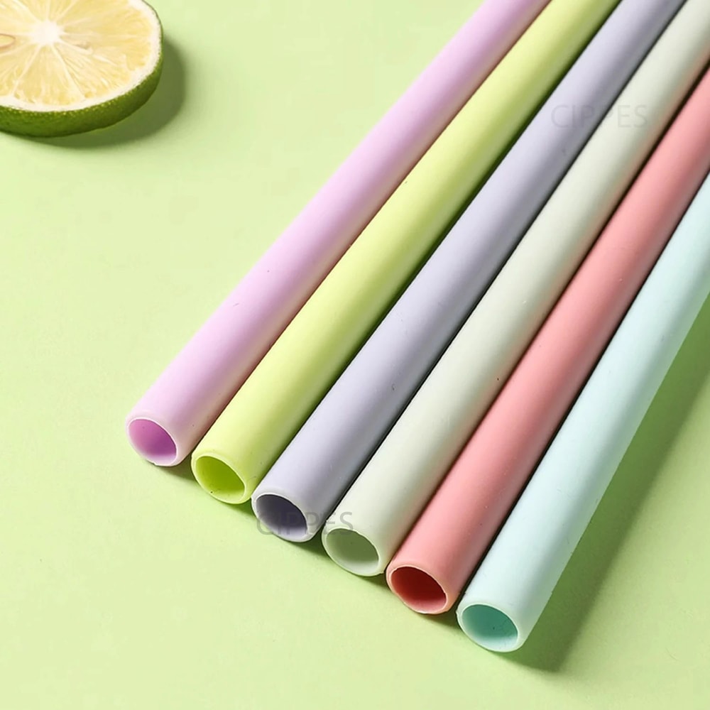 Reusable Silicone Drinking Straws Set 8