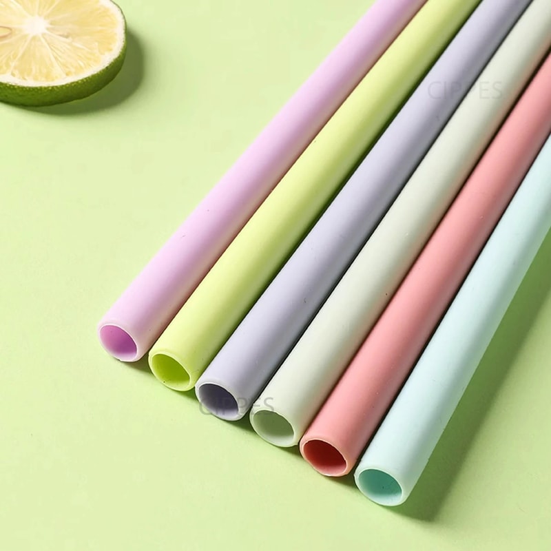 Reusable Silicone Drinking Straws Set 8