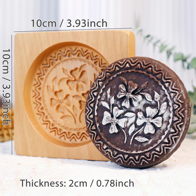 Wooden Flower Cookie Mold 9