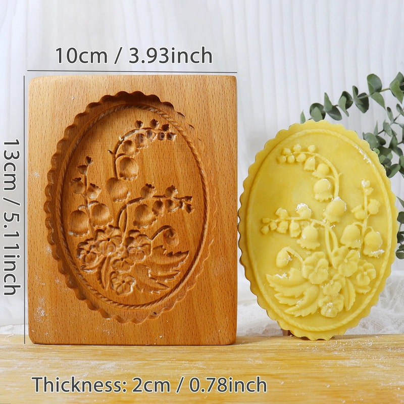 Wooden Flower Cookie Mold 6